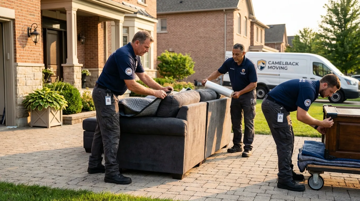 Large estate moving crew wrapping furniture in Toledo, IL
